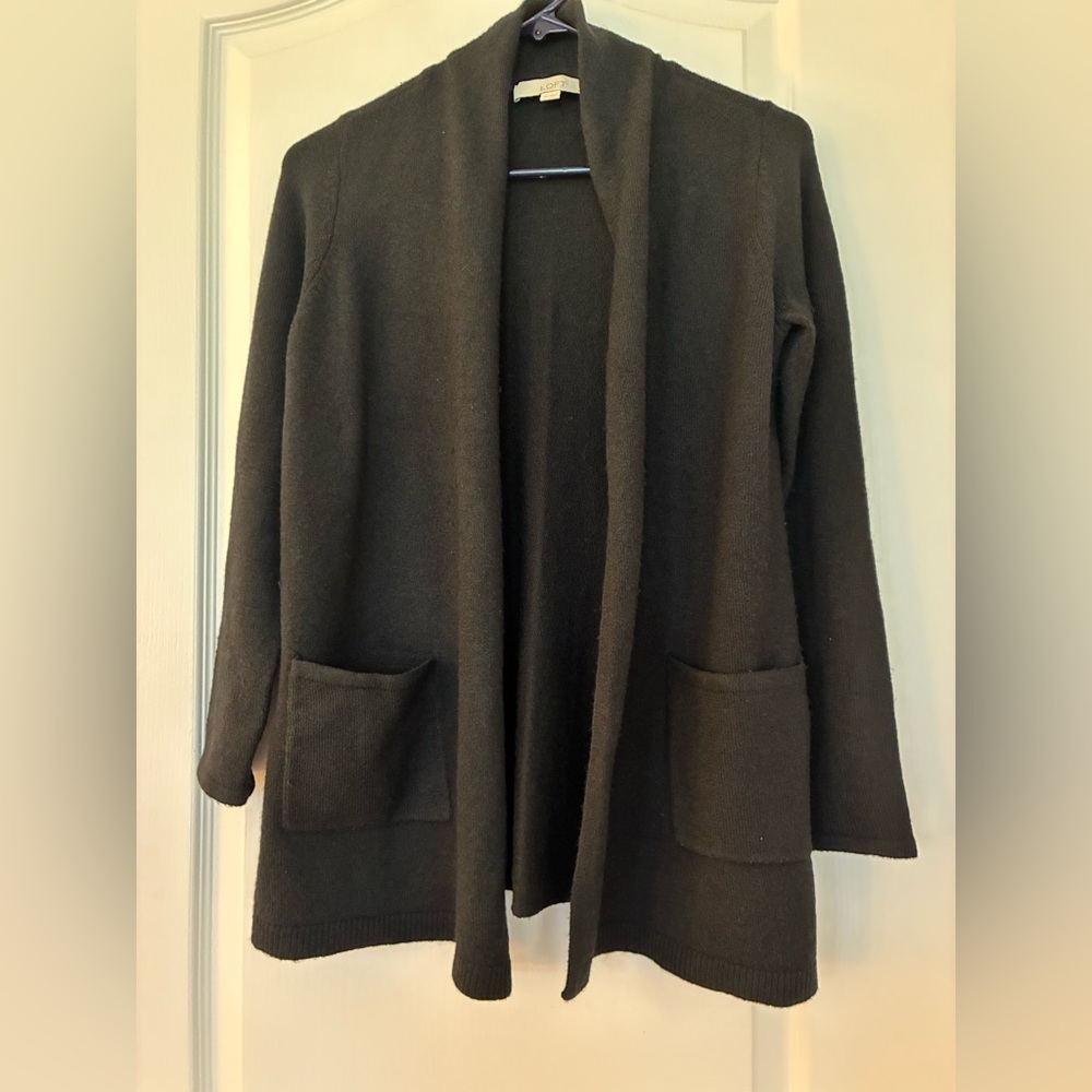 LOFT long black cardigan sweater XSP